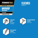 HILLMAN Power Pro No. 8 Ga. X 1-3/4 in. L Stainless Steel Star Flat Head Exterior Deck Screws 1 lb 1