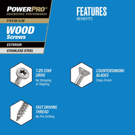 HILLMAN Power Pro No. 8 Ga. X 1-3/4 in. L Stainless Steel Star Flat Head Exterior Deck Screws 1 lb 1