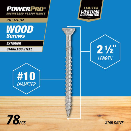 HILLMAN Power Pro No. 10 Ga. X 2-1/2 in. L Gray Star Flat Head Exterior Deck Screws 1 lb 78 pk