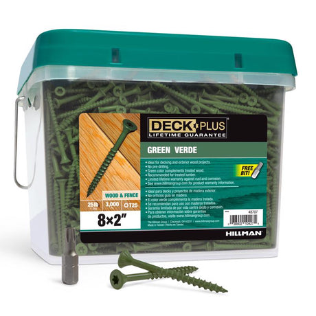 HILLMAN Deck Plus No. 8 in. X 2 in. L Green Star Flat Head Exterior Deck Screws 26 lb 3125 pk