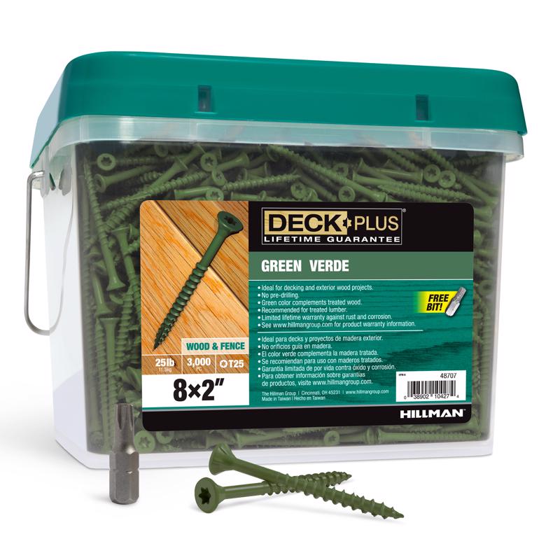 HILLMAN Deck Plus No. 8 in. X 2 in. L Green Star Flat Head Exterior Deck Screws 26 lb 3125 pk