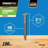 HILLMAN Power Pro No. 8 X 2-1/2 in. L Star Coarse Cabinet Screws 100 pk