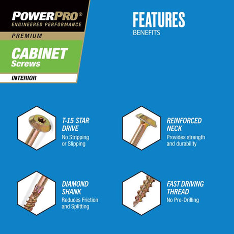 HILLMAN Power Pro No. 8 X 2-1/2 in. L Star Coarse Cabinet Screws 100 pk