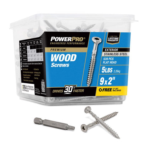 HILLMAN Power Pro No. 9 Ga. X 2 in. L Stainless Steel Star Flat Head Exterior Deck Screws 5 lb 539 p