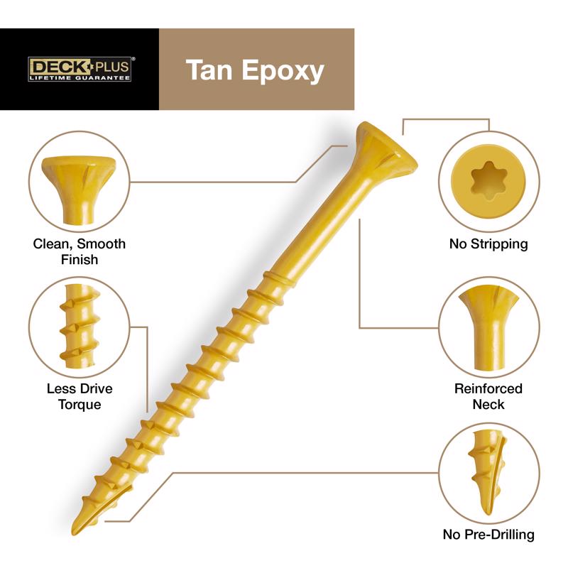HILLMAN Deck Plus No. 10 Ga. X 3 in. L Tan Star Flat Head Exterior Deck Screws 13 lb 800 pk
