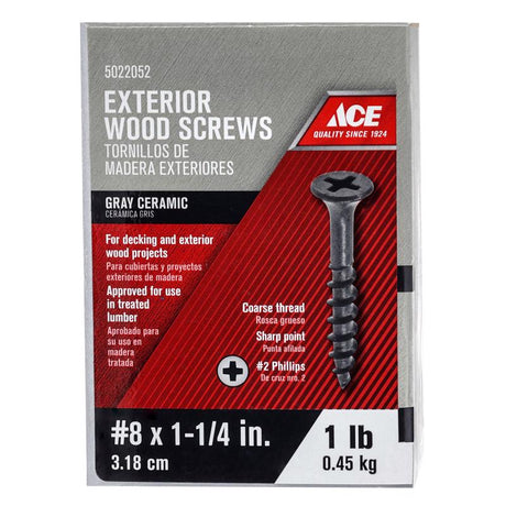 HILLMAN No. 8 Ga. X 1.25 in. L Phillips Coarse Wood Screws 190 pk