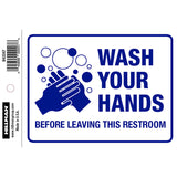 HILLMAN English White Restroom Decal 4 in. H X 6 in. W, Pack of 6