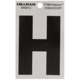 HILLMAN 3 in. Reflective Black Vinyl Self-Adhesive Letter H 1 pc, Pack of 6