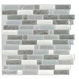 Smart Tiles 9.36 in. W X 9.73 in. L Gray/White Mosaic Vinyl Adhesive Wall Tile 4 pc, Pack of 6