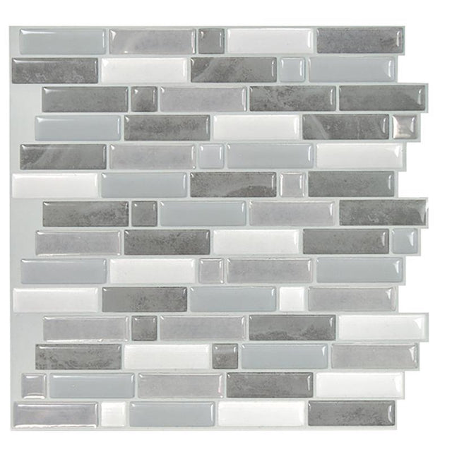 Smart Tiles 9.36 in. W X 9.73 in. L Gray/White Mosaic Vinyl Adhesive Wall Tile 4 pc, Pack of 6