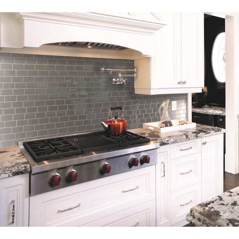 Smart Tiles 8.38 in. W X 11.56 in. L Gray Mosaic Vinyl Adhesive Wall Tile 4 pc, Pack of 6