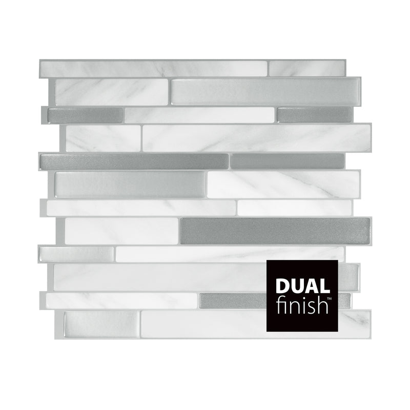 Smart Tiles 9.63 in. W X 11.55 in. L Gray/White Mosaic Vinyl Adhesive Wall Tile 4 pc, Pack of 6