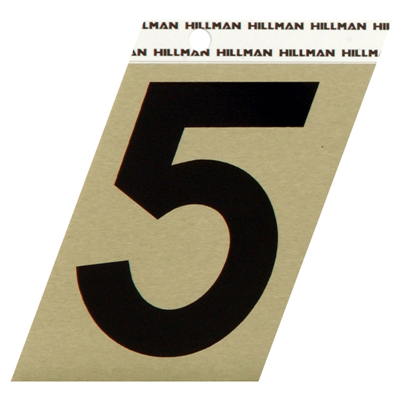 HILLMAN 3 in. Reflective Black Vinyl Self-Adhesive Number 5 1 pc, Pack of 3