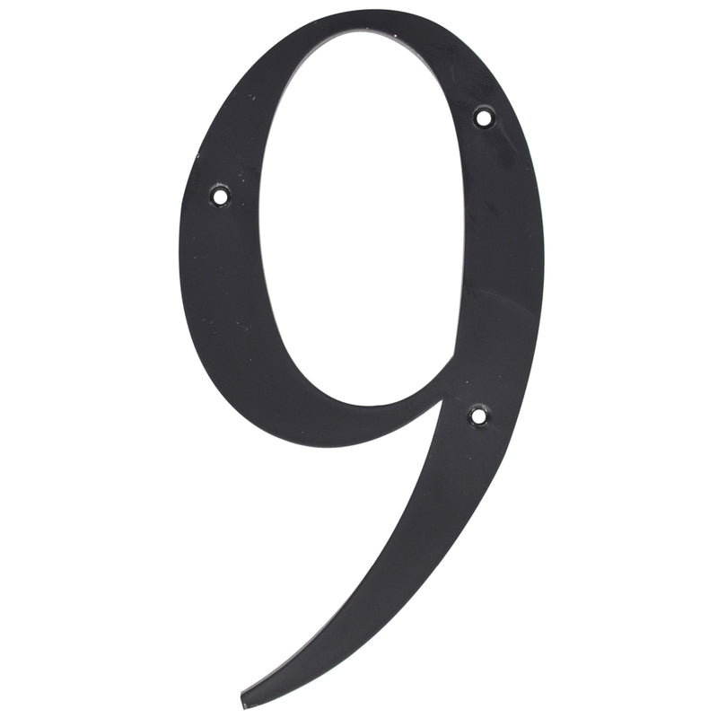 HILLMAN 6 in. Reflective Black Plastic Nail-On Number 9 1 pc, Pack of 3