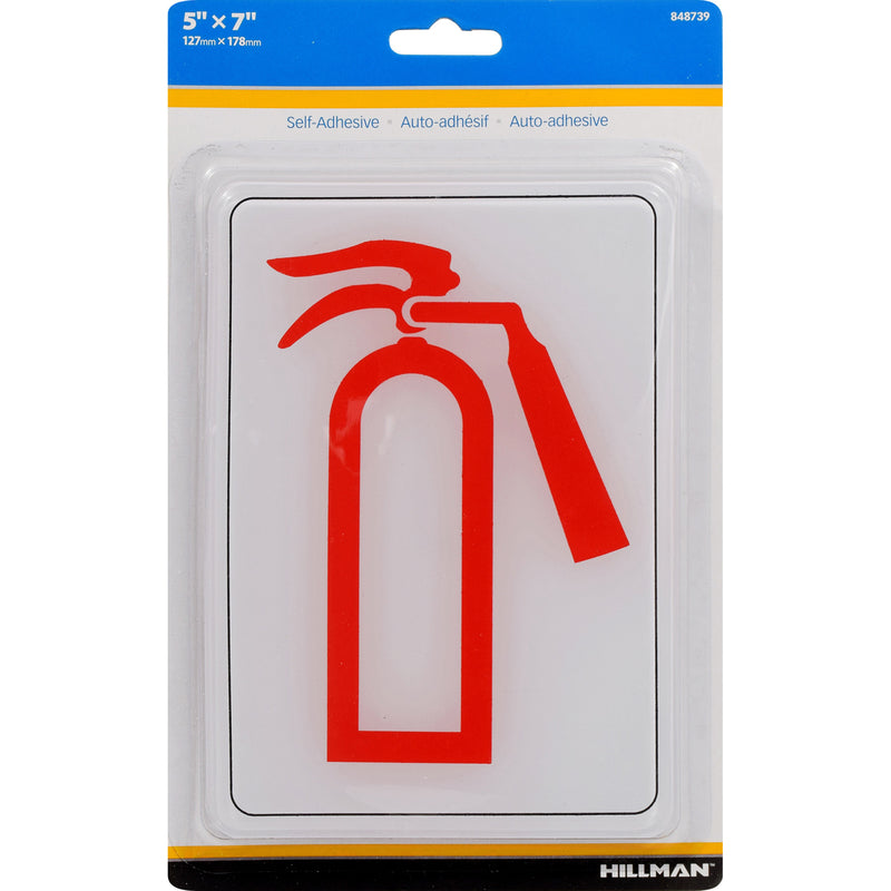 HILLMAN English White Fire Extinguisher Sign 7 in. H X 5 in. W, Pack of 6