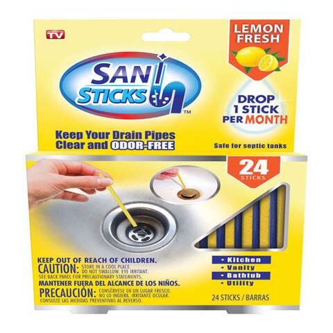 SANI 360 Sani Sticks Lemon Fresh Scent Deodorizing Multi-Purpose Cleaner Stick 24 pk, Pack of 6