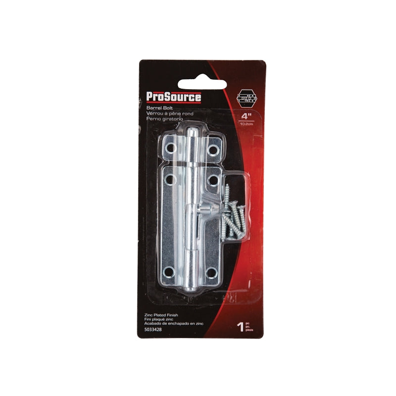 ProSource CL-205-PS Barrel Bolt, 0.31 Dia in Bolt Head, 4 in L Bolt, Steel, Zinc Plated