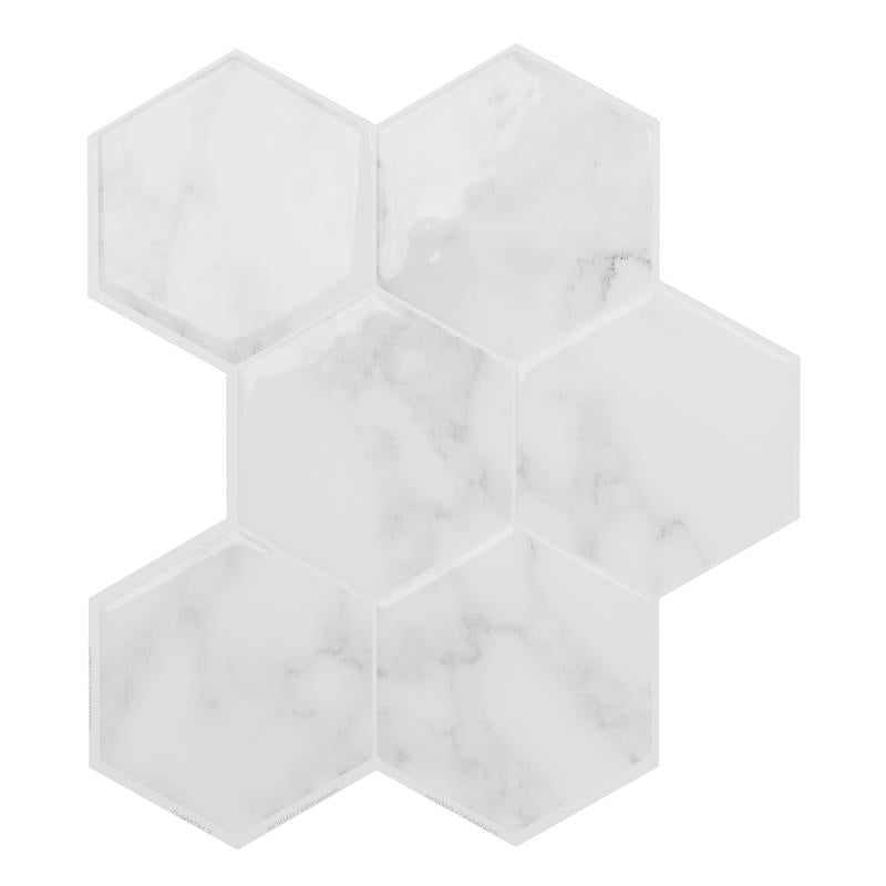 Smart Tiles 9.56 in. W X 10.61 in. L White Glazed Vinyl Adhesive Wall Tile 4 pc, Pack of 6