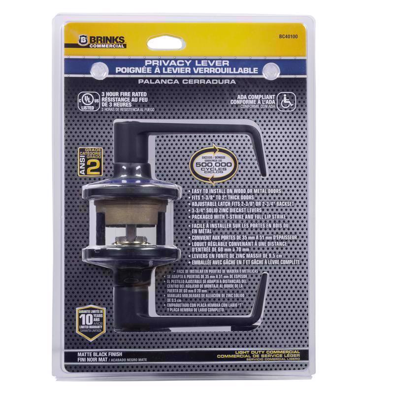 Brinks Commercial Matte Black Privacy Lever
