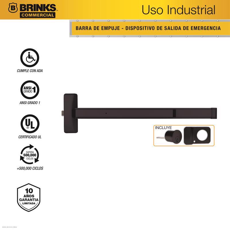 Brinks Commercial Matte Black Steel Commercial Exit Device 1 pc