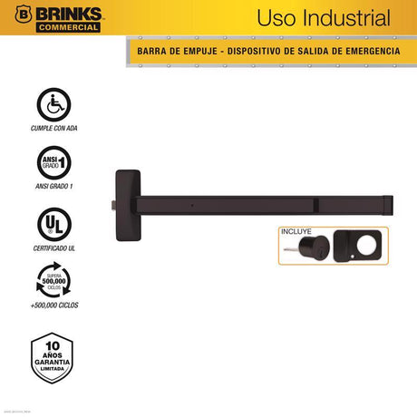 Brinks Commercial Matte Black Steel Commercial Exit Device 1 pc