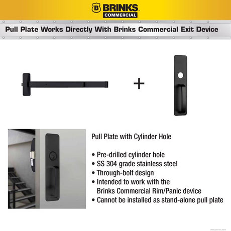 Brinks Commercial 12.25 in. L Matte Black Stainless Steel Pull Plate