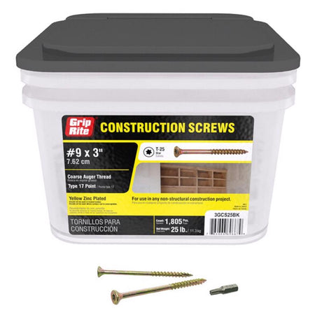 Grip-Rite No. 9 wire X 3 in. L Star Flat Head Coarse Construction Screws