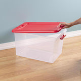 Sterilite 64 qt Clear/Red Latching Storage Box 13.5 in. H X 23.75 in. W X 16 in. D, Pack of 6