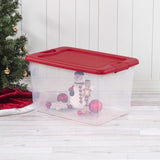 Sterilite 64 qt Clear/Red Latching Storage Box 13.5 in. H X 23.75 in. W X 16 in. D, Pack of 6