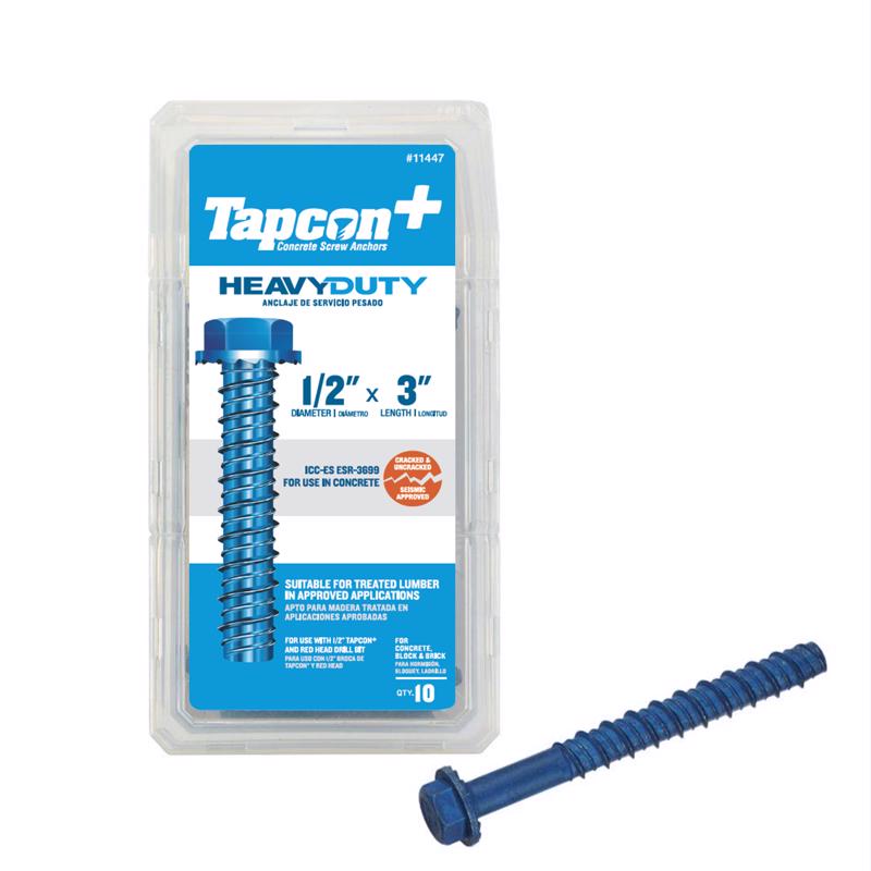 Tapcon 1/2 in. in. X 3 in. L Hex Drive Hex Washer Head Assorted Concrete Screws, Pack of 4