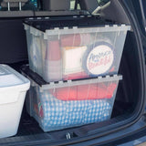 Greenmade Instaview 12 gal Black/Clear Hinged-Lid Tote 12.9 in. H X 15.3 in. W X 21.6 in. D Stackabl, Pack of 4
