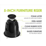 Slipstick Plastic Bed Risers Black Round 7.25 in. W 4 pk