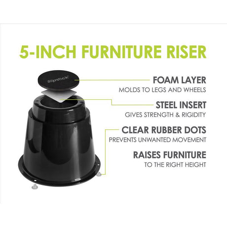 Slipstick Plastic Bed Risers Black Round 7.25 in. W 4 pk