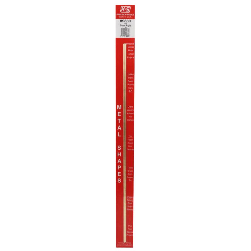 K&S 0.014 in. X 1/8 in. W X 12 in. L Brass Angle