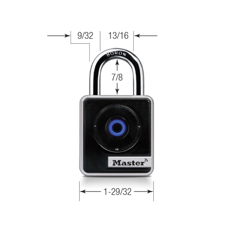 Master Lock 1-29/32 in. W Boron Alloy Single Locking Bluetooth Bluetooth Padlock