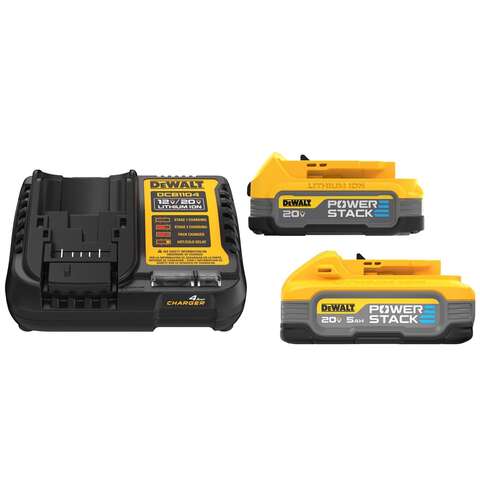 DeWalt 20V MAX POWERSTACK DCBP315-2C Lithium-Ion 1.7Ah and 5Ah Battery and Charger Starter Kit 3 pc