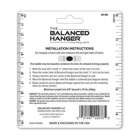 Balanced Hanger Always Level Metallic Silver Heavy Duty Mirror/Picture Hanging Kit 75 lb 1 pk