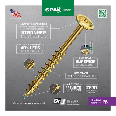 SPAX Multi-Material No. 10 in. X 2-1/2 in. L T-20+ Wafer Head Serrated Construction Screws
