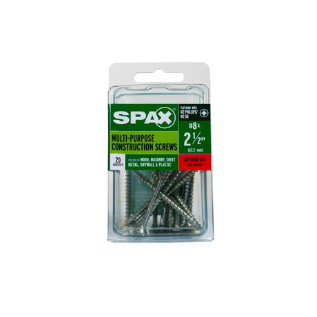 SPAX Multi-Material No. 8 in. X 2-1/2 in. L Phillips/Square Flat Head Serrated Construction Screws