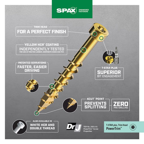 SPAX PowerTrim No. 8 in. X 2 in. L Star Round Head Serrated Trim Screws