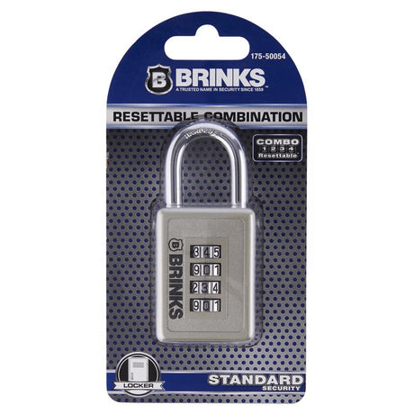 Brinks 2-1/8 in. H X 1-5/8 in. W X 3/4 in. L Die-Cast Zinc 4-Dial Combination Padlock