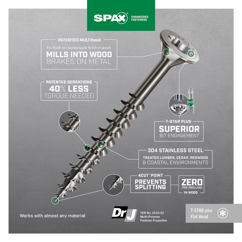 SPAX Multi-Material No. 10 Label X 3 in. L Star Flat Head Serrated Construction Screws