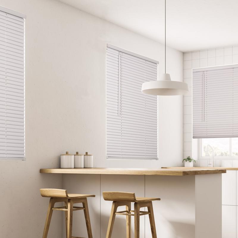 Living Accents Vinyl 1 in. Mini-Blinds 71 in. W X 72 in. H White Cordless