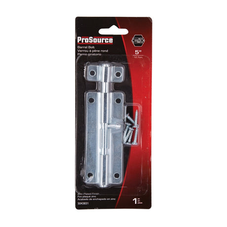 ProSource 20487ZCB-PS Barrel Bolt, 0.31 Dia in Bolt Head, 5 in L Bolt, Steel, Zinc Plated