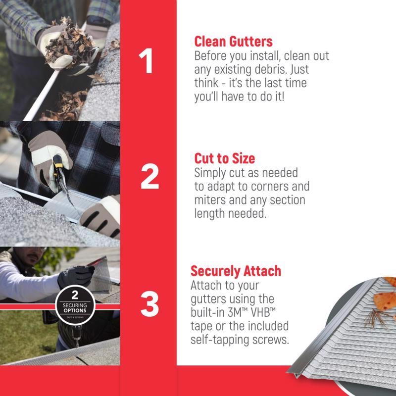 United Gutter Guard Gutterglove 5 in. W X 30 ft. L Silver Stainless Steel Gutter Guard 1 pk