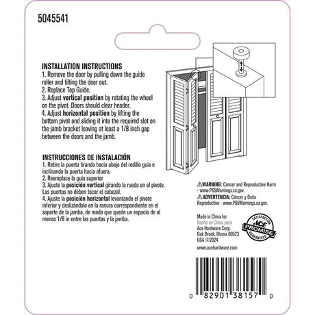 Ace Matte White Plastic Bi-fold Door Guide 2 pc