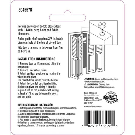 Ace Tan Plastic Bi-fold Door Wheel Guide 2 pc