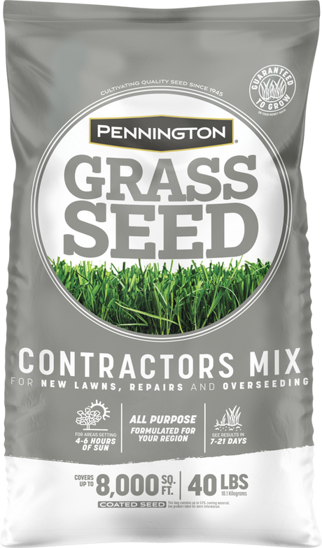 Pennington 100544318 Grass Seed, Contractors Mix, 40 lb Bag
