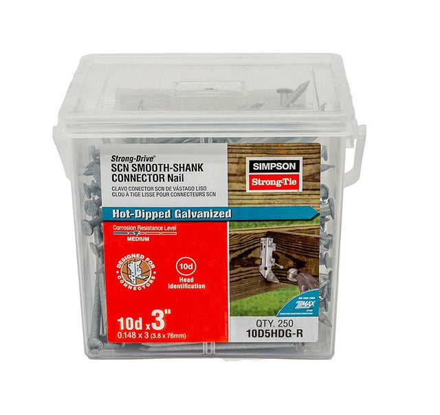 Simpson Strong-Tie SCN Series 10D5HDG-R Connector Nail, 5 lb Package, 10D Penny, 3 in L, Full Round Head, 9 ga, 250/PK