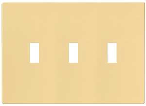 Eaton Wiring Devices PJS3V Wallplate, 4-7/8 in L, 6-3/4 in W, 3 -Gang, Polycarbonate, Ivory, High-Gloss